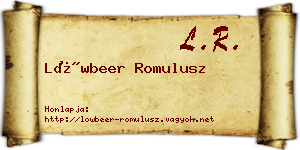 Löwbeer Romulusz névjegykártya